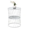 Jaspin Megapap metallic - Mdf side table in white - white marble effect color 32x32x44cm.