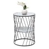 Jaspin Megapap metallic - Mdf side table in black - white marble effect color 32x32x44cm.