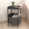 Kalid Megapap melamine- fabric side table in anthracite - grey color 43x43x60cm.