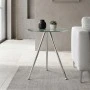 Mabel side table with chrome frame and glass surface D.50x51cm.