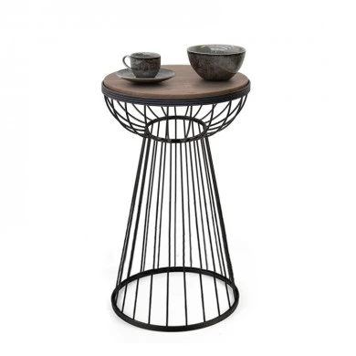 Mantare Megapap metallic - Mdf side table in walnut - black color 35x35x58cm.