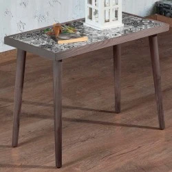 Mayra Megapap wooden - ceramic side table in black color 62x32x45cm.