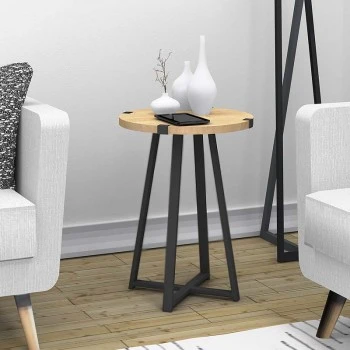 Pedro Megapap metallic - melamine side table in sonoma - anthracite color 44x44x58cm.