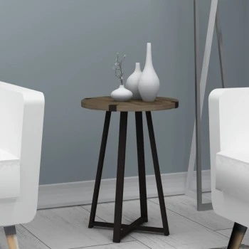 Pedro Megapap metallic - melamine side table in walnut - anthracite color 44x44x58cm.