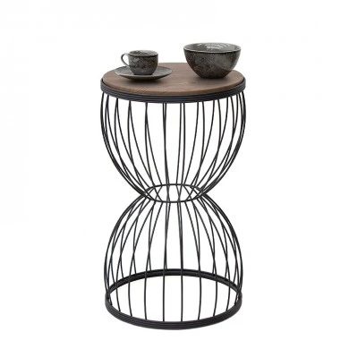 Pino Megapap metallic - Mdf side table in walnut - black color 35x35x58cm.
