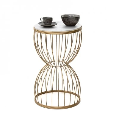 Pino Megapap metallic - Mdf side table in white - golden color 35x35x58cm.