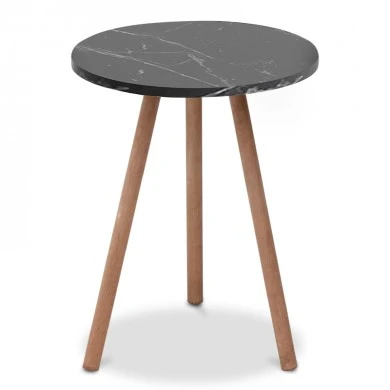 Roma Megapap melamine side table in black marble effect color 33,5x33,5x46cm.
