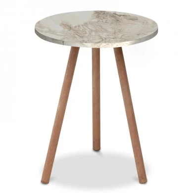 Roma Megapap melamine side table in beige marble effect color 33,5x33,5x46cm.