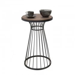 Tekosi Megapap metallic - Mdf side table in walnut - black color 35x35x58cm.