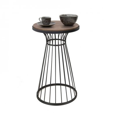 Tekosi Megapap metallic - Mdf side table in walnut - black color 35x35x58cm.