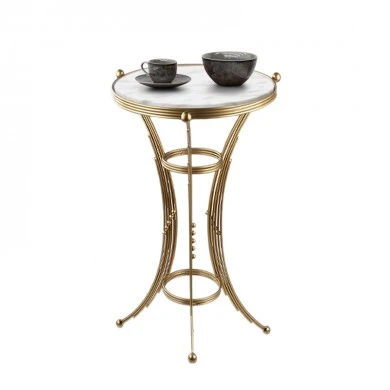 Venezia Megapap metallic - Mdf side table in gold - white marble effect color 35x35x59cm.