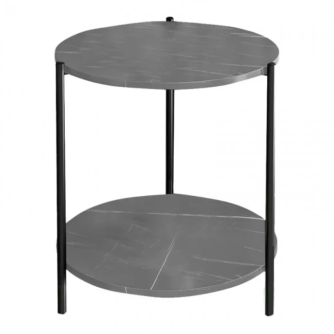 Coffee table Rhythm MDF color grey marble-black D48x60cm