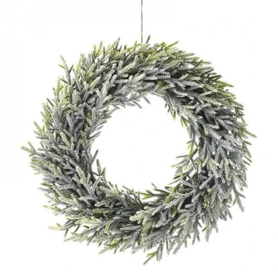 SNOWY PLASTIC WREATH 42CM