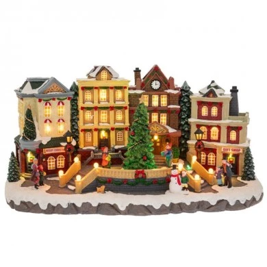 CHRISTMAS ANIMATED VILLAGE  WITH ADAPTOR 47X22X22.5CM