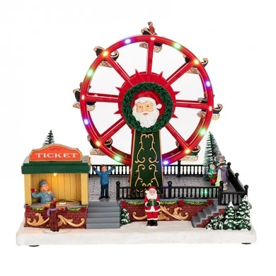 XMAS SCENE WITH ANIMATED FERRIS WHEEL AND LED LIGHTS, INCLUDING ADAPTOR 30X20X28CM