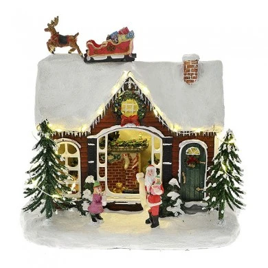 CHRISTMAS HOUSE ANIMATED WITH LIGHTS 23X15X20CM