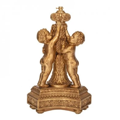 XMAS GOLD RESIN TREE BASE WITH STANDING CHILDREN 65X56X92CM