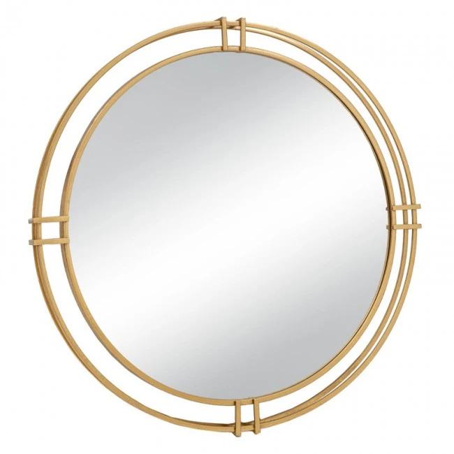 GOLD METAL ROUND WALL MIRROR D80CM