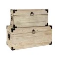 DECO WOODEN GREY CHEST S 2 56x24x25CM 46x20x21CM