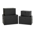 BLACK LEATHER WOODEN CHEST S 4 54x35x35CM 48x30x30CM 42x25x25CM 36x20x20CM
