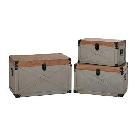 DECO WOODEN BEIGE-BROWN CHEST S 3 49x30.5x30.5CM   42.5x25.5x25.5CM   36x20.5x20.5CM