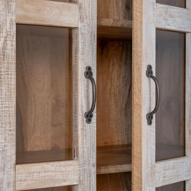 WOODEN DOUBLE DOOR BOOKCASE W GLASS 110x45x200CM