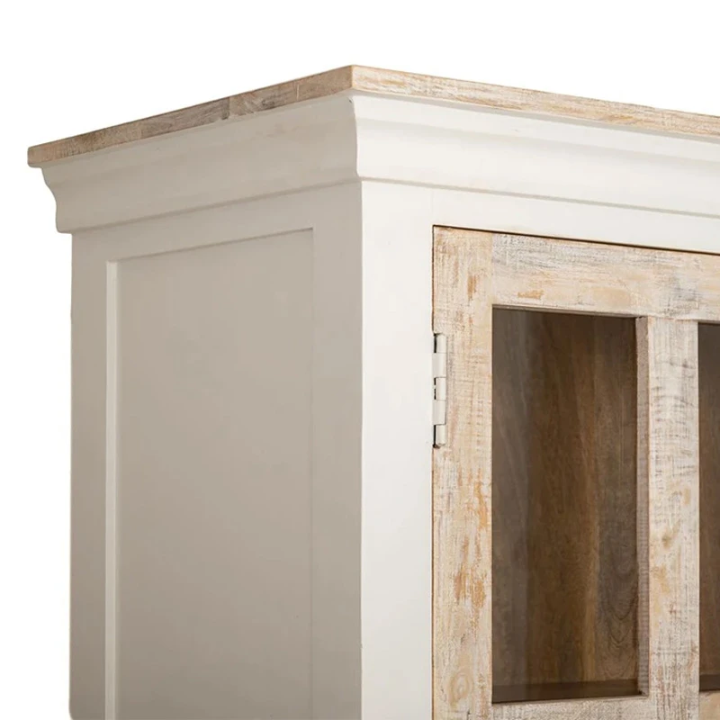 WOODEN DOUBLE DOOR BOOKCASE W GLASS 110x45x200CM