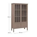WOODEN DOUBLE SHELF WITH GLASS IN GREY COLOR 80,5X35X135CM
