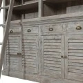 WOODEN DOUBLE BOOKCASE IN GREY COLOR  WITH LADDER 200X45X230CM