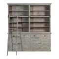 WOODEN DOUBLE BOOKCASE IN GREY COLOR  WITH LADDER 200X45X230CM