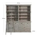 WOODEN DOUBLE BOOKCASE IN GREY COLOR  WITH LADDER 200X45X230CM