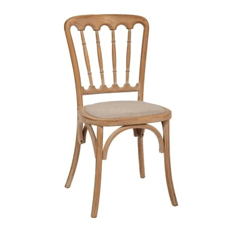 WOODEN OLD STYLE CHAIR WITH BEIGE FABRIC 45X46X92CM
