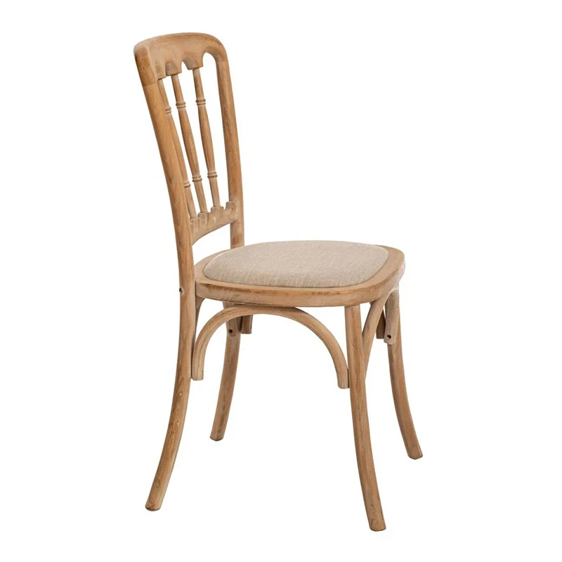 WOODEN OLD STYLE CHAIR WITH BEIGE FABRIC 45X46X92CM