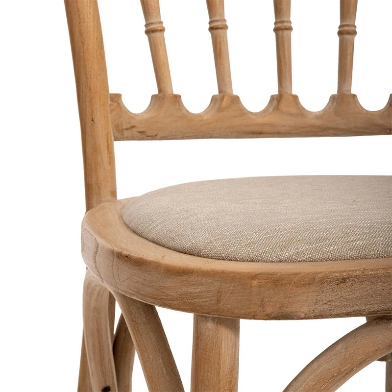 WOODEN OLD STYLE CHAIR WITH BEIGE FABRIC 45X46X92CM