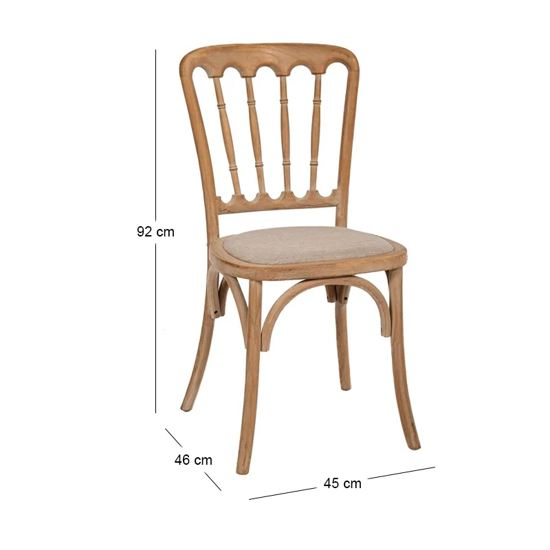 WOODEN OLD STYLE CHAIR WITH BEIGE FABRIC 45X46X92CM