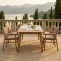 OUTDOOR DINING CHAIR SOPHIE IN NATURAL COLOR WITH CREAM CUSHION MADE OF ACACIA WOOD 62X58X84CM