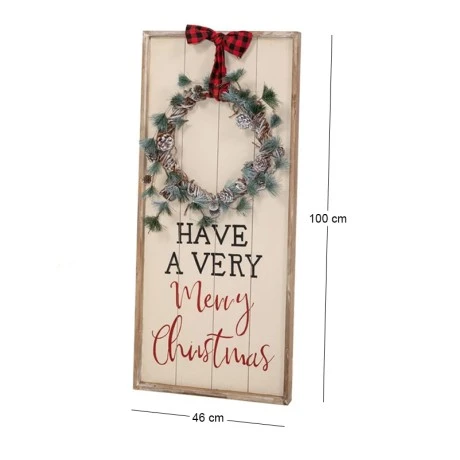 ΞΥΛΙΝΗ ΛΕΥΚΗ ΠΙΝΑΚΙΔΑ ΜΕ ΣΤΕΦΑΝΙ 46Χ100ΕΚ HAVE A VERY MERRY CHRISTMAS