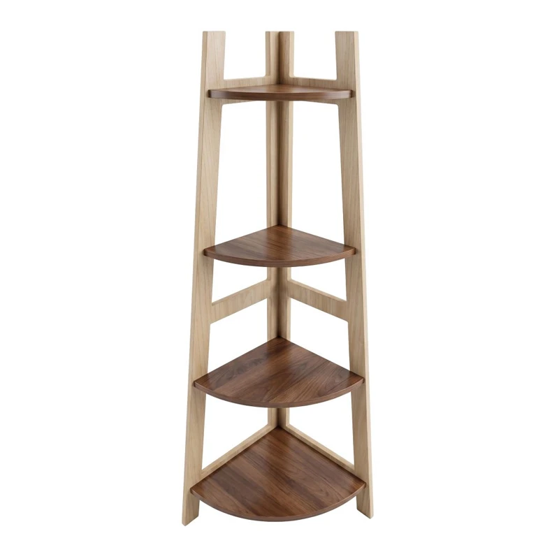 4 TIER WOOD CORNER SHELF 37X37X118CM