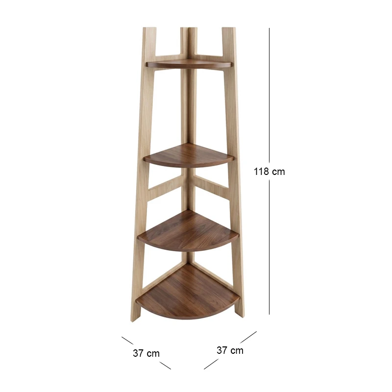 4 TIER WOOD CORNER SHELF 37X37X118CM