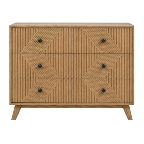 WOODEN BEDSIDE TABLE WITH 6 DRAWERS IN BROWN COLOR 110X40X90CM