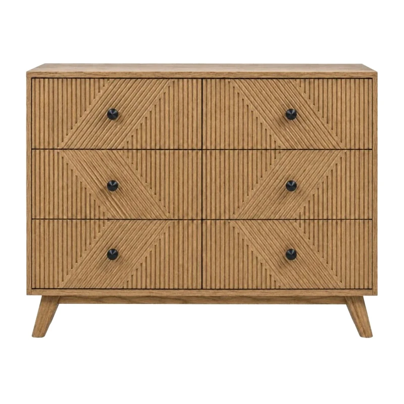 WOODEN BEDSIDE TABLE WITH 6 DRAWERS IN BROWN COLOR 110X40X90CM