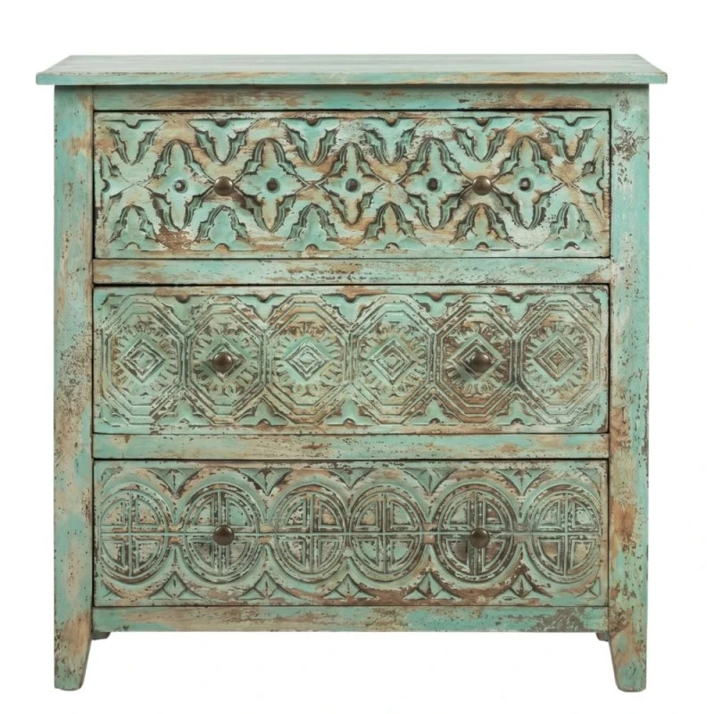 WOODEN VINTAGE DRAWER CHEST WITH 3 DRAWERS IN VERAMANT COLOR 80Χ40Χ80ΧCM