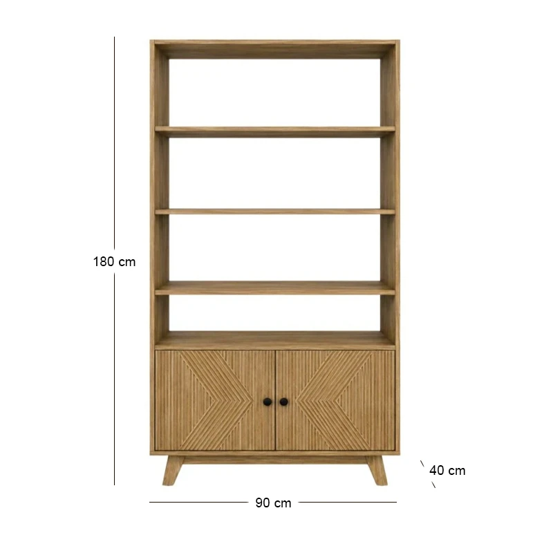 WOODEN VINTAGE BOOKCASE IN BROWN COLOR 90Χ40Χ180CM