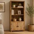 WOODEN BOOKCASE WITH 2 CABINETS AND 3 SHELVES 85,5Χ40Χ180CM