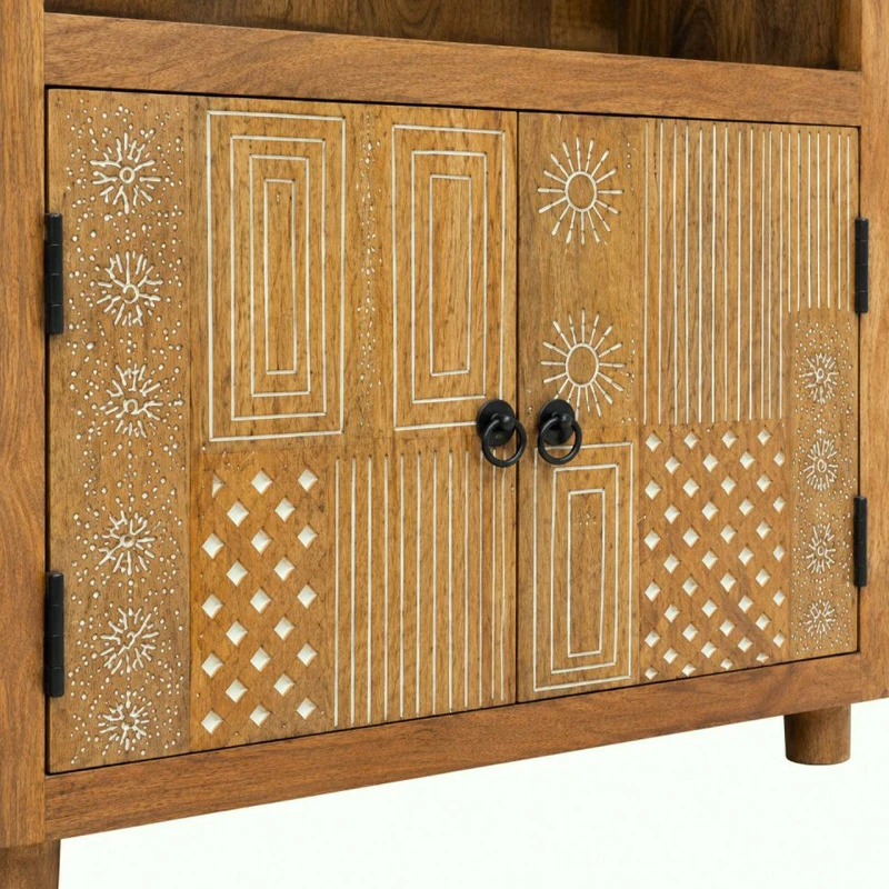 WOODEN BOOKCASE WITH 2 CABINETS AND 3 SHELVES 85,5Χ40Χ180CM