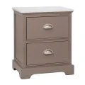 WOODEN BEDSIDE TABLE WITH 2 DRAWERS IN GREY COLOR WITH MARBLE SURFACE 45X35X54CM