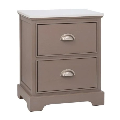 WOODEN BEDSIDE TABLE WITH 2 DRAWERS IN GREY COLOR WITH MARBLE SURFACE 45X35X54CM