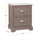 WOODEN BEDSIDE TABLE WITH 2 DRAWERS IN GREY COLOR WITH MARBLE SURFACE 45X35X54CM