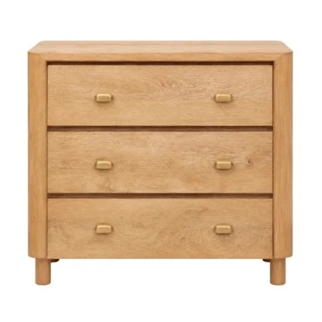 WOODEN BEDSIDE TABLE WITH 3 DRAWERS IN NATURAL COLOR 90X40X80CM