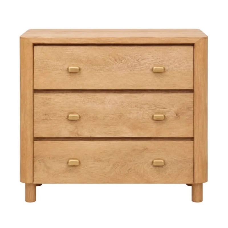 WOODEN BEDSIDE TABLE WITH 3 DRAWERS IN NATURAL COLOR 90X40X80CM